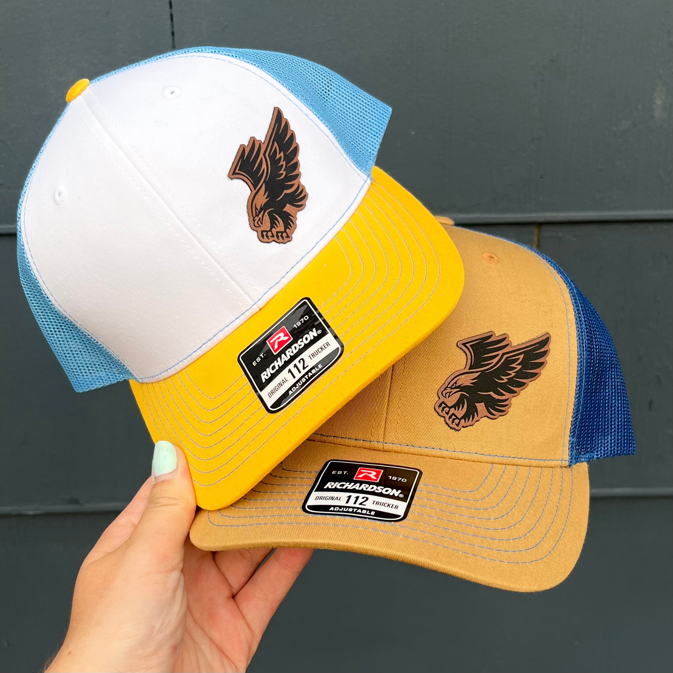 KVR King’s Valley Ranch Richardson 112 Trucker Hat Leather Patch Westerncore Cap Cowboy Leather Patch Trucker Hat With Skull, Richardson 112  main image 4