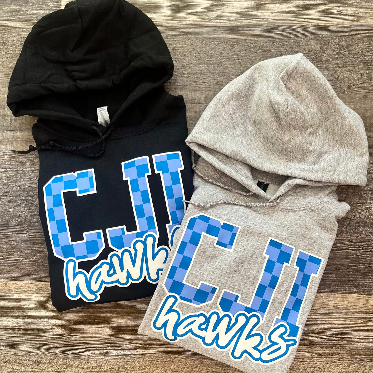 Checkered CJI Hawks Sweatshirt- Adult and Youth
