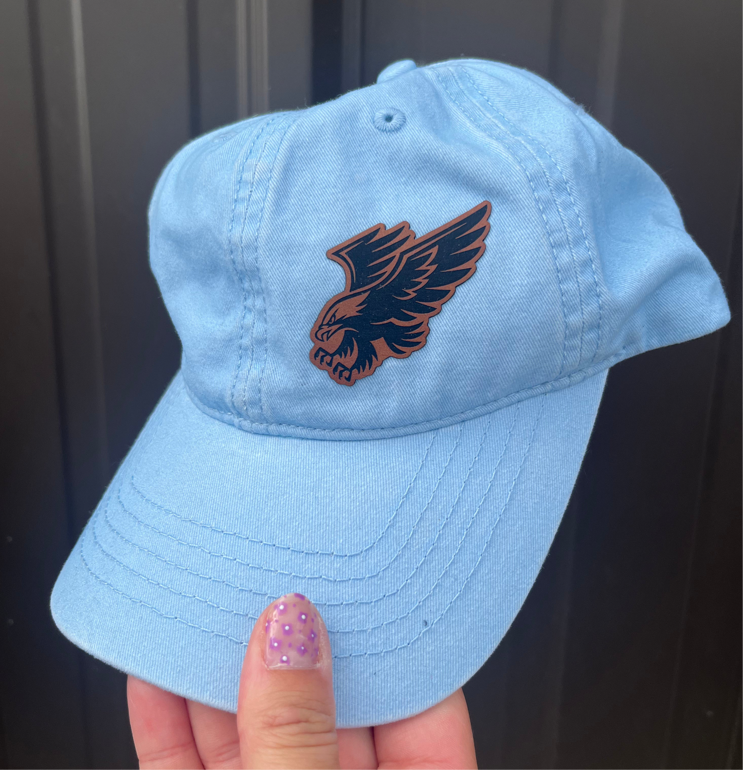 Hawks Leather Patch Hidden Ponytail Hat