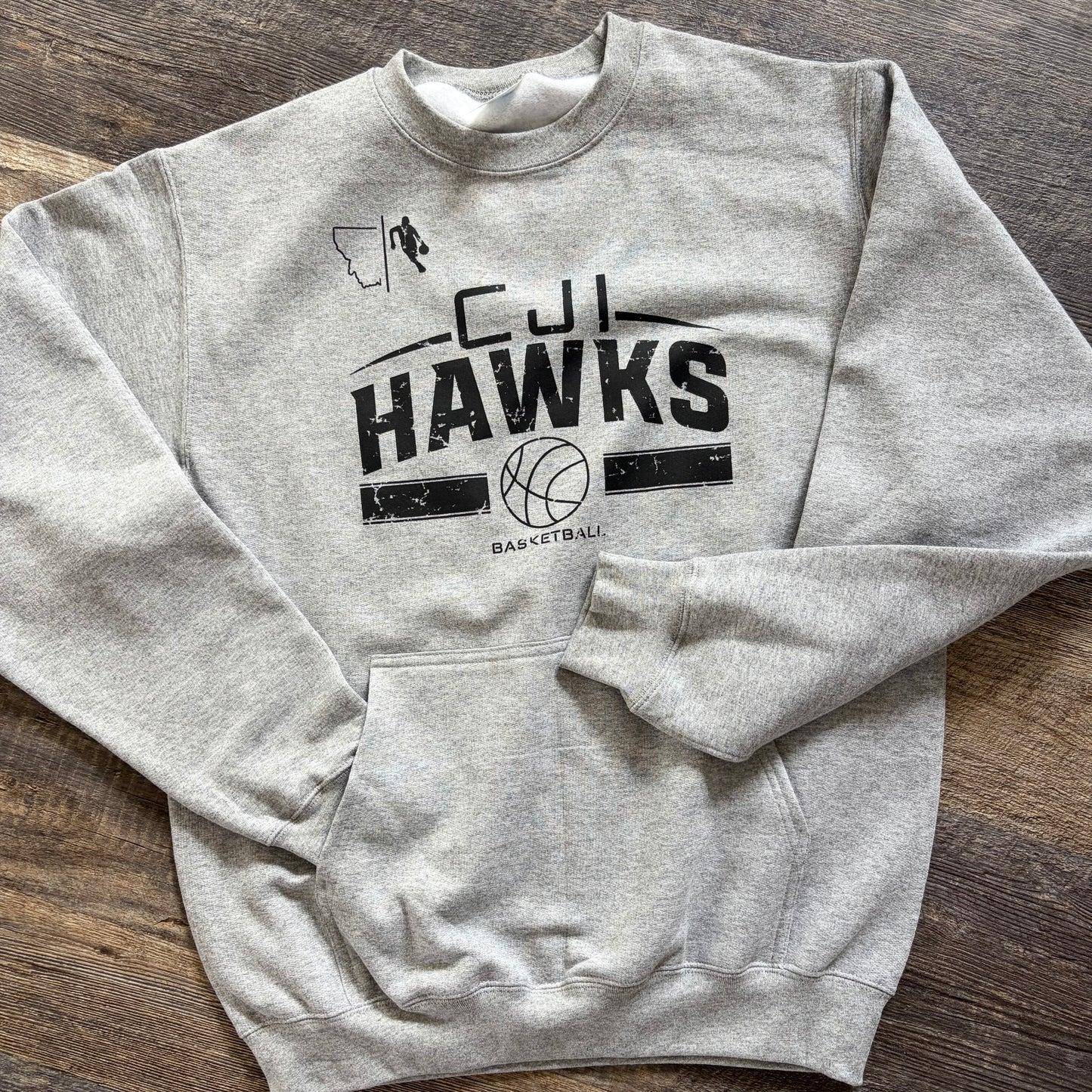CJI Hawks Basketball Pocket Crewneck Sweatshirt