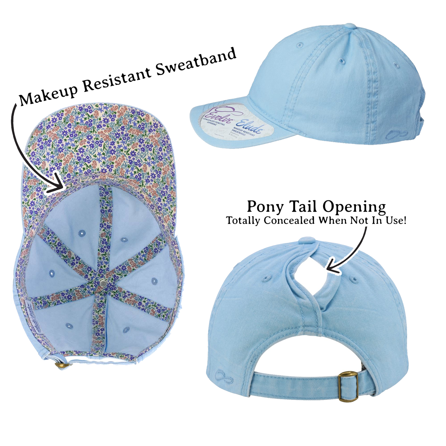 Hawks Leather Patch Hidden Ponytail Hat