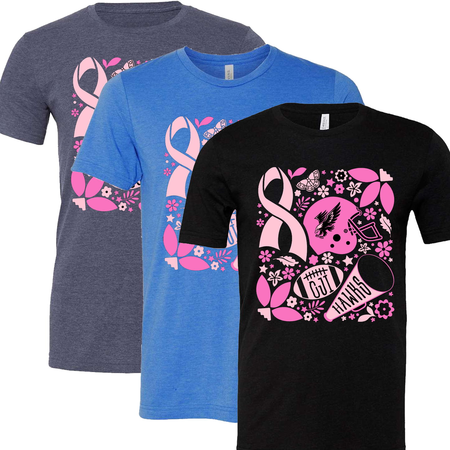 Pink Hawks Football Short Sleeve Tee