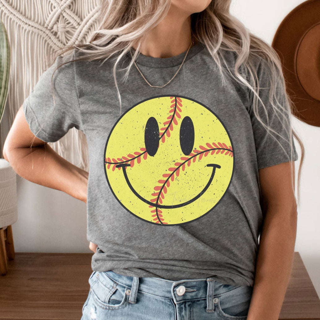 Smiley Softball Tee or Sweatshirt