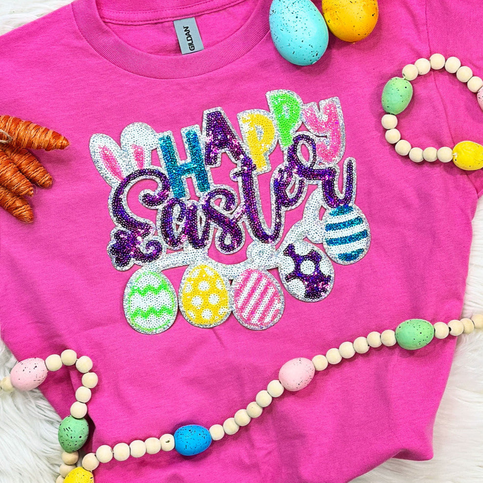 Youth Happy Easter Sequin Hoodie