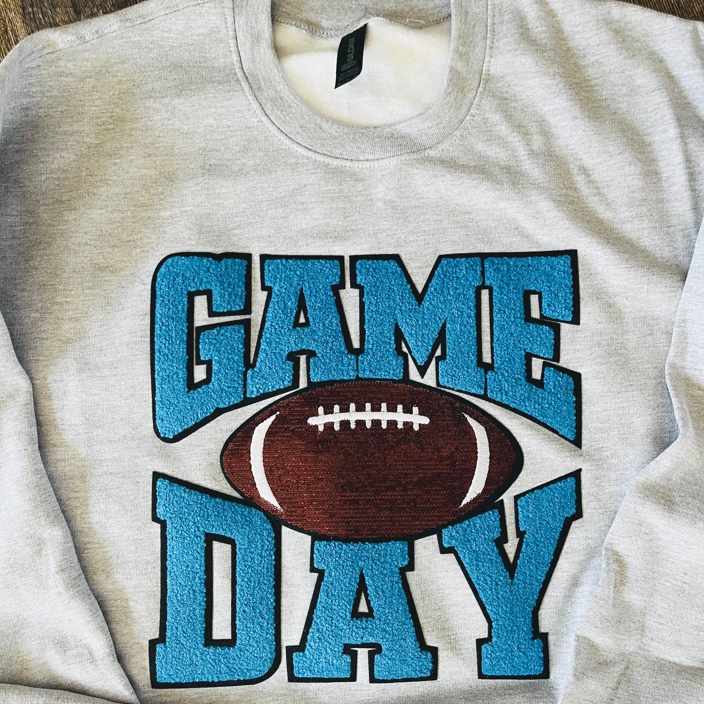 Chenille and Sequin Game Day Football Crewneck Sweatshirt