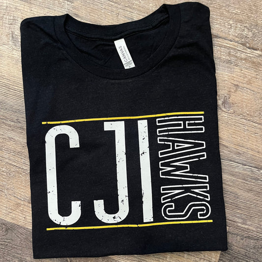 CJI Hawks White and Gold Short Sleeve Tee