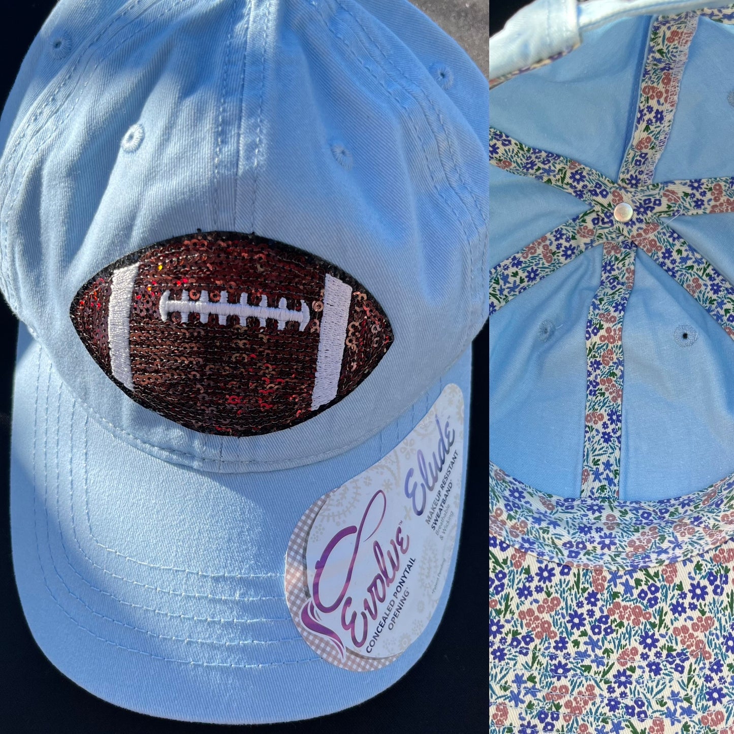 Sequin Football Patch Hat (Multiple Colors)