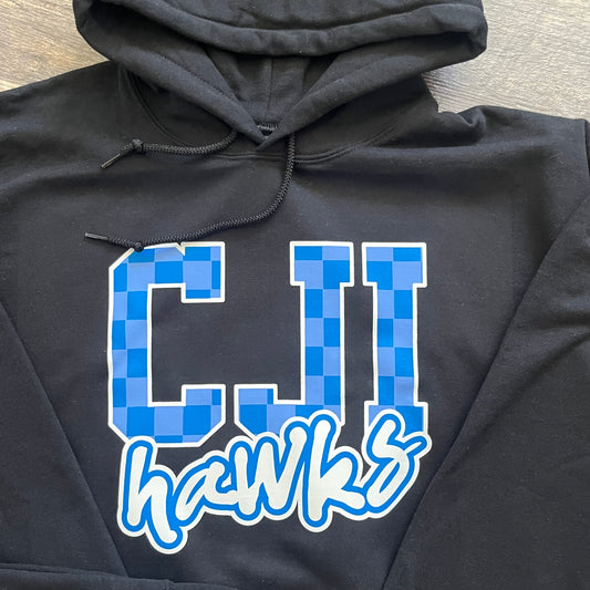 Checkered CJI Hawks Sweatshirt- Adult and Youth