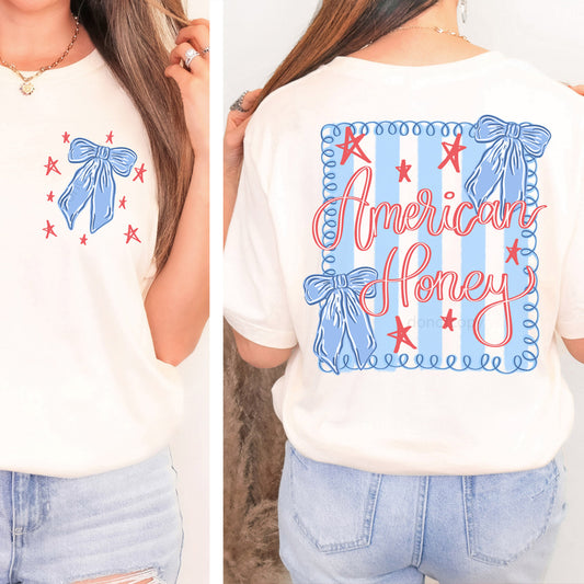 American Honey: Stars, Stripes, and Bows Short Sleeve Tee