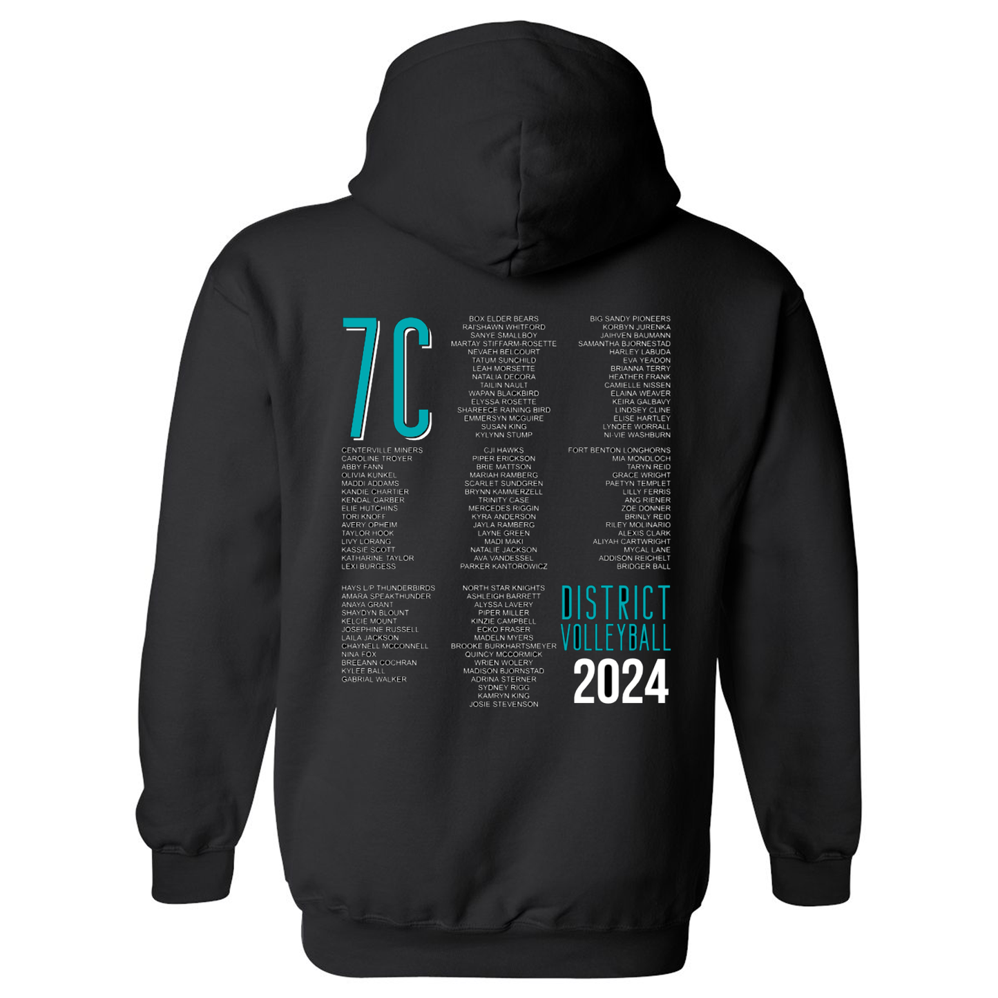 7C District Volleyball Hoodie w/ Roster on Back