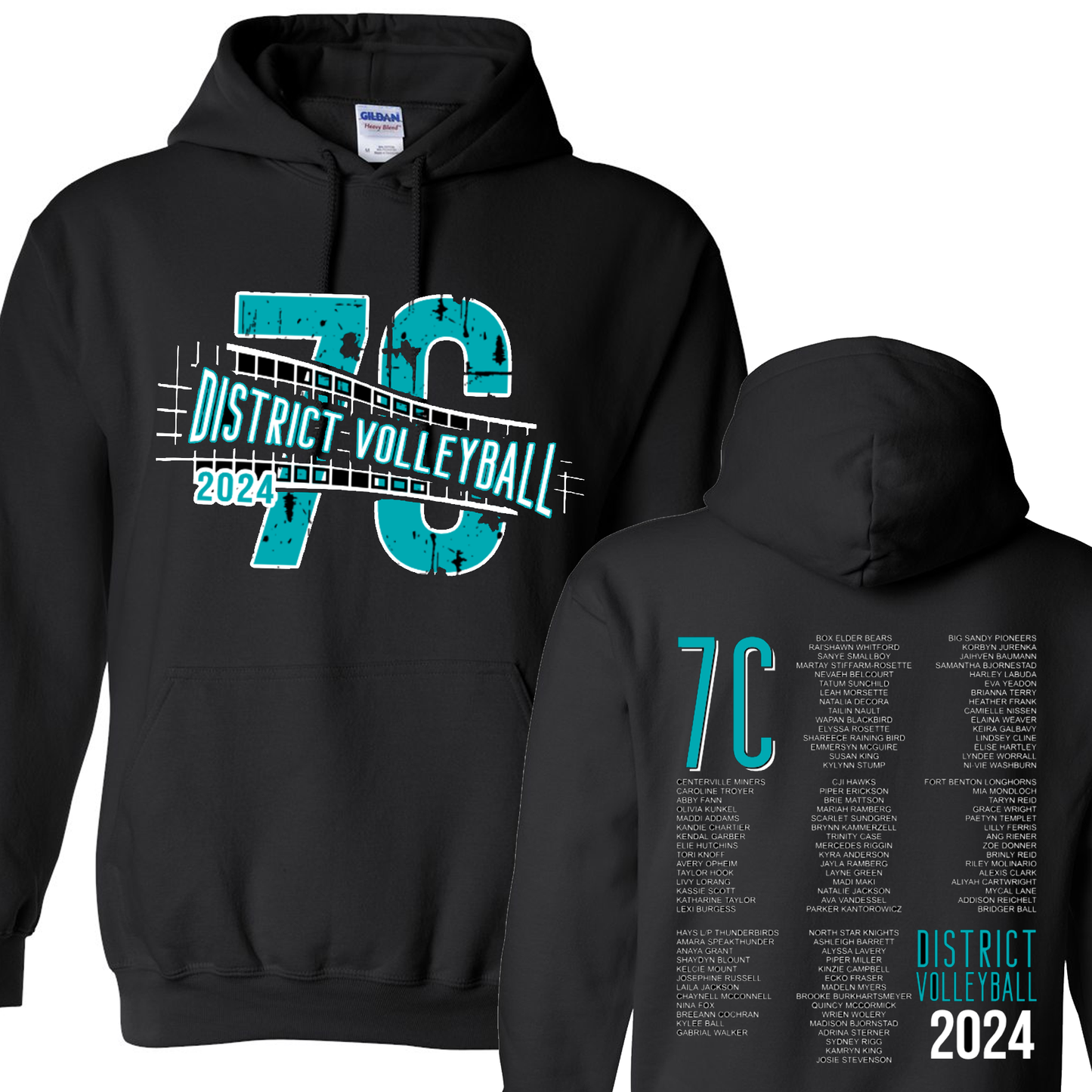 7C District Volleyball Hoodie w/ Roster on Back