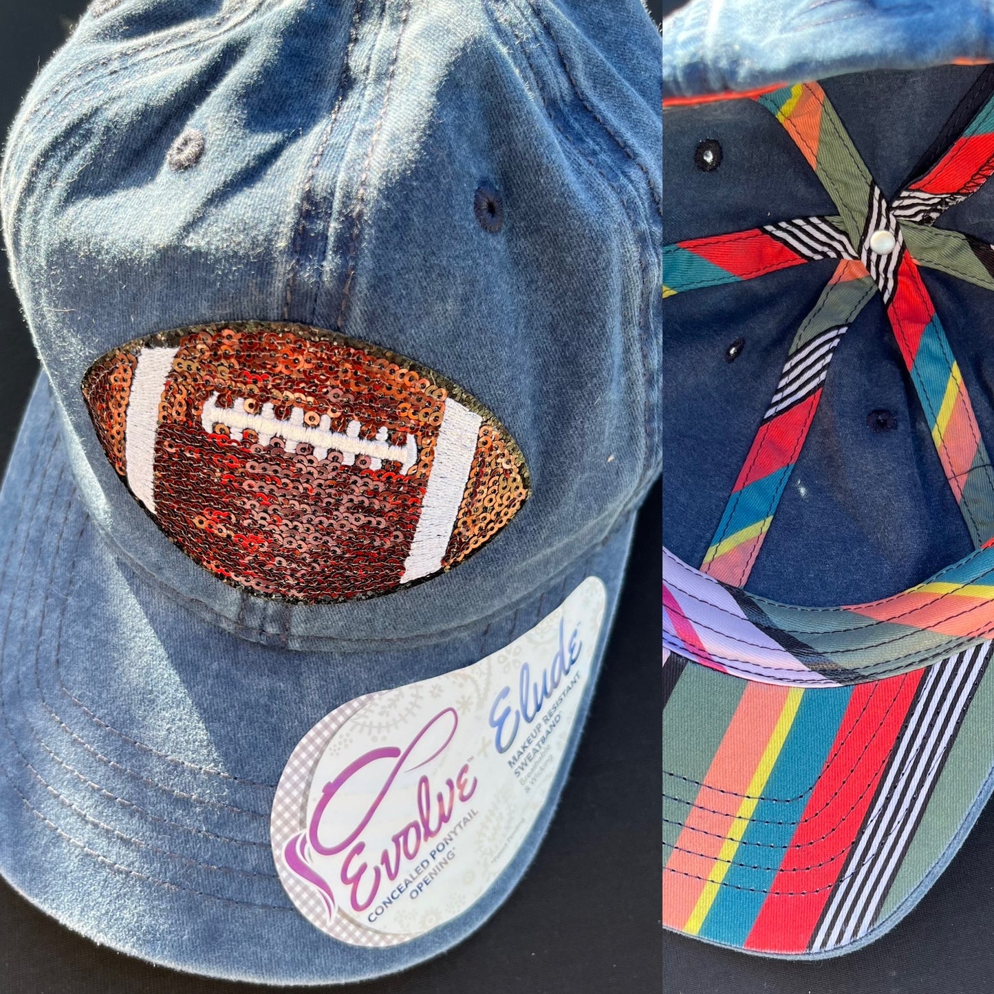 Sequin Football Patch Hat (Multiple Colors)