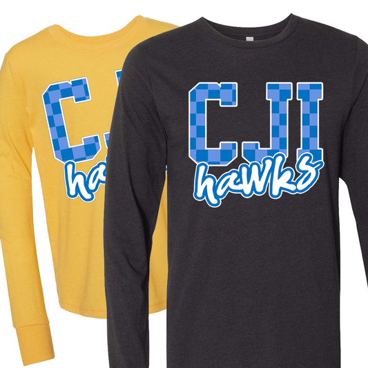 Checkered CJI Hawks Long Sleeve Tee- Adult and Youth