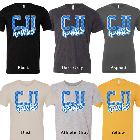 Checkered CJI Hawks Short Sleeve Tee- Adult and Youth