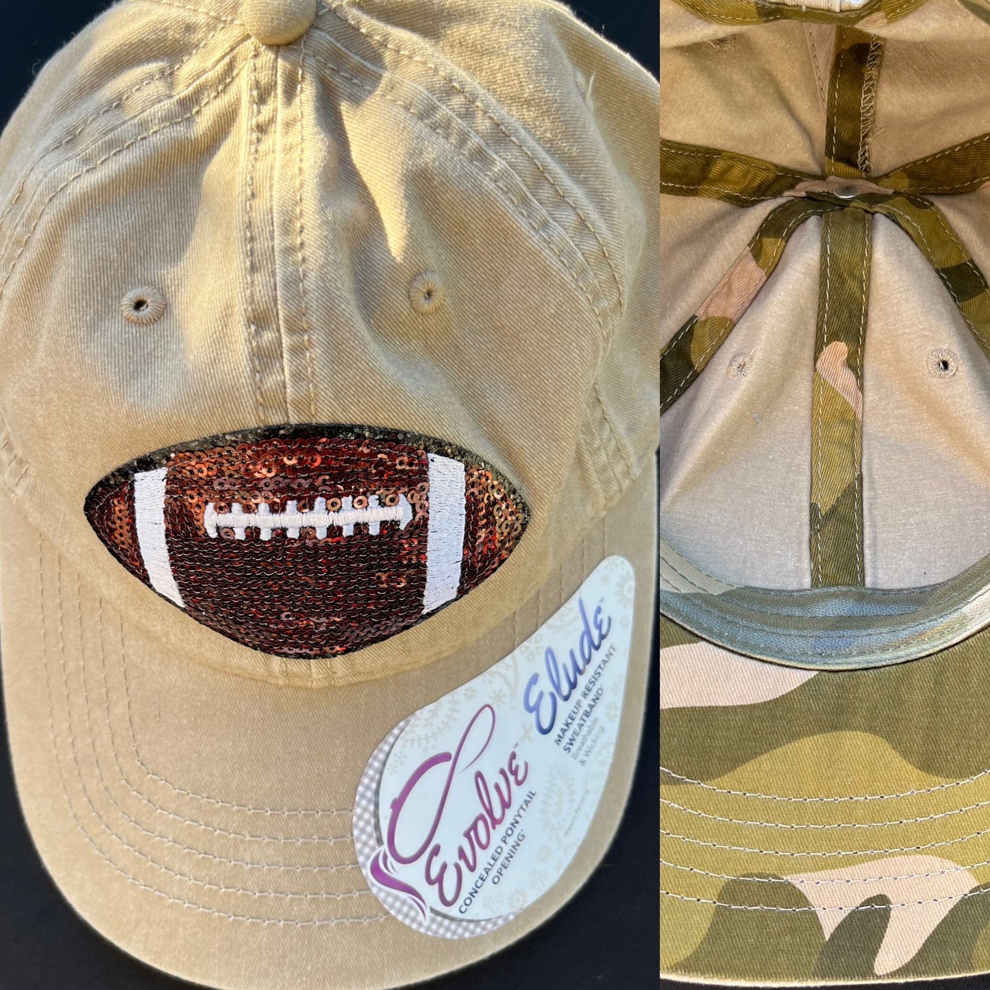 Sequin Football Patch Hat (Multiple Colors)