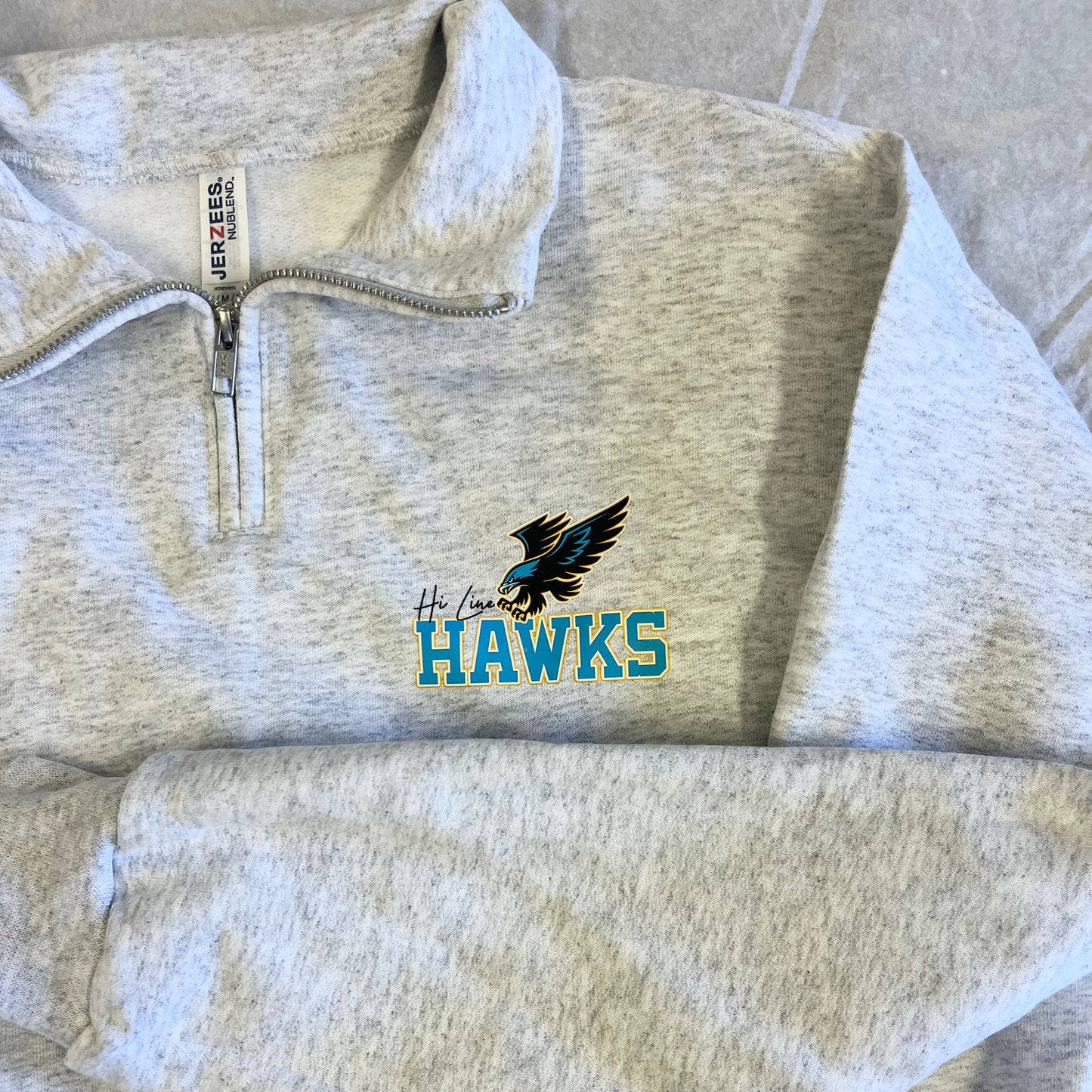 Quarter Zip Hawks Cadet Collar Sweatshirt Pullover