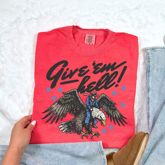 Give 'Em Hell Rodeo Eagle Short Sleeve Tee