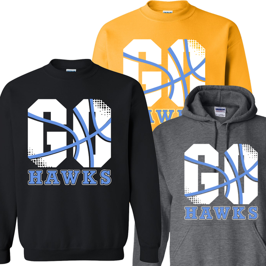 GO HAWKS Basketball Short Sleeve, Long Sleeve, Sweatshirt