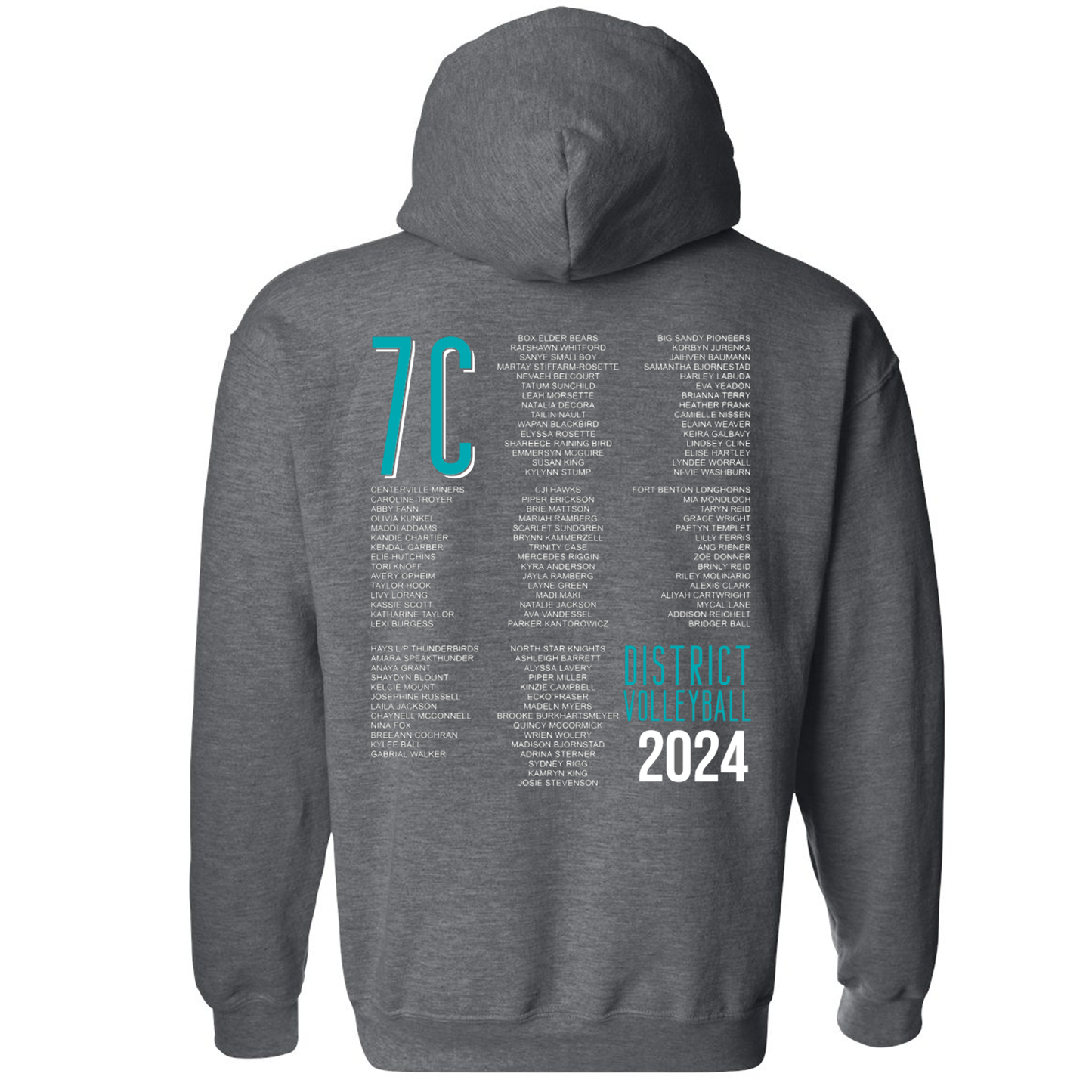 7C District Volleyball Hoodie w/ Roster on Back