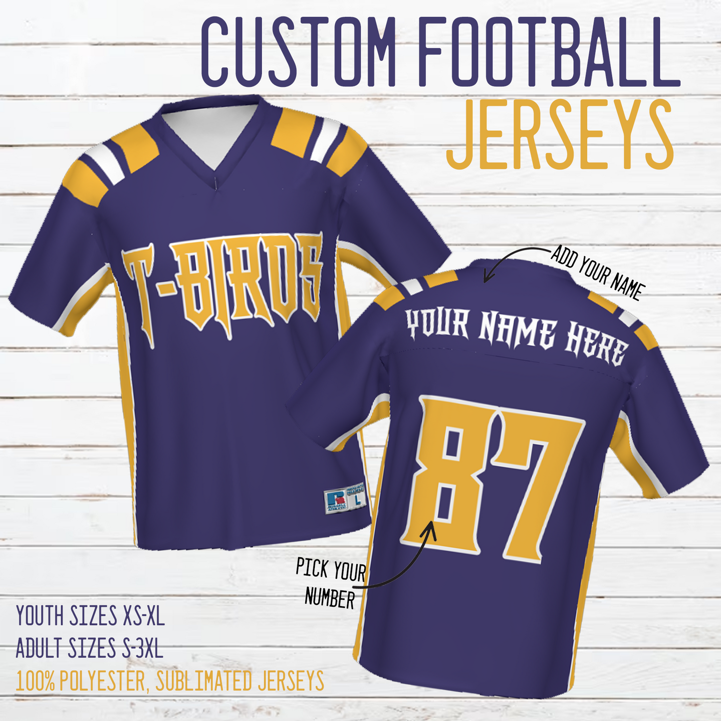 Hays LP Thunderbirds Custom Sublimated Football Jersey