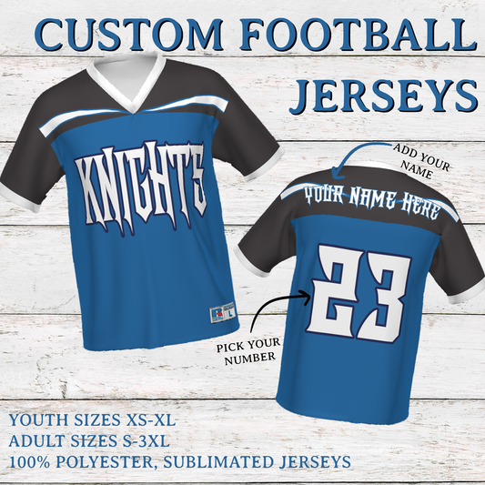 Knights Custom Sublimated Football Jersey- Adult and Youth Sizes