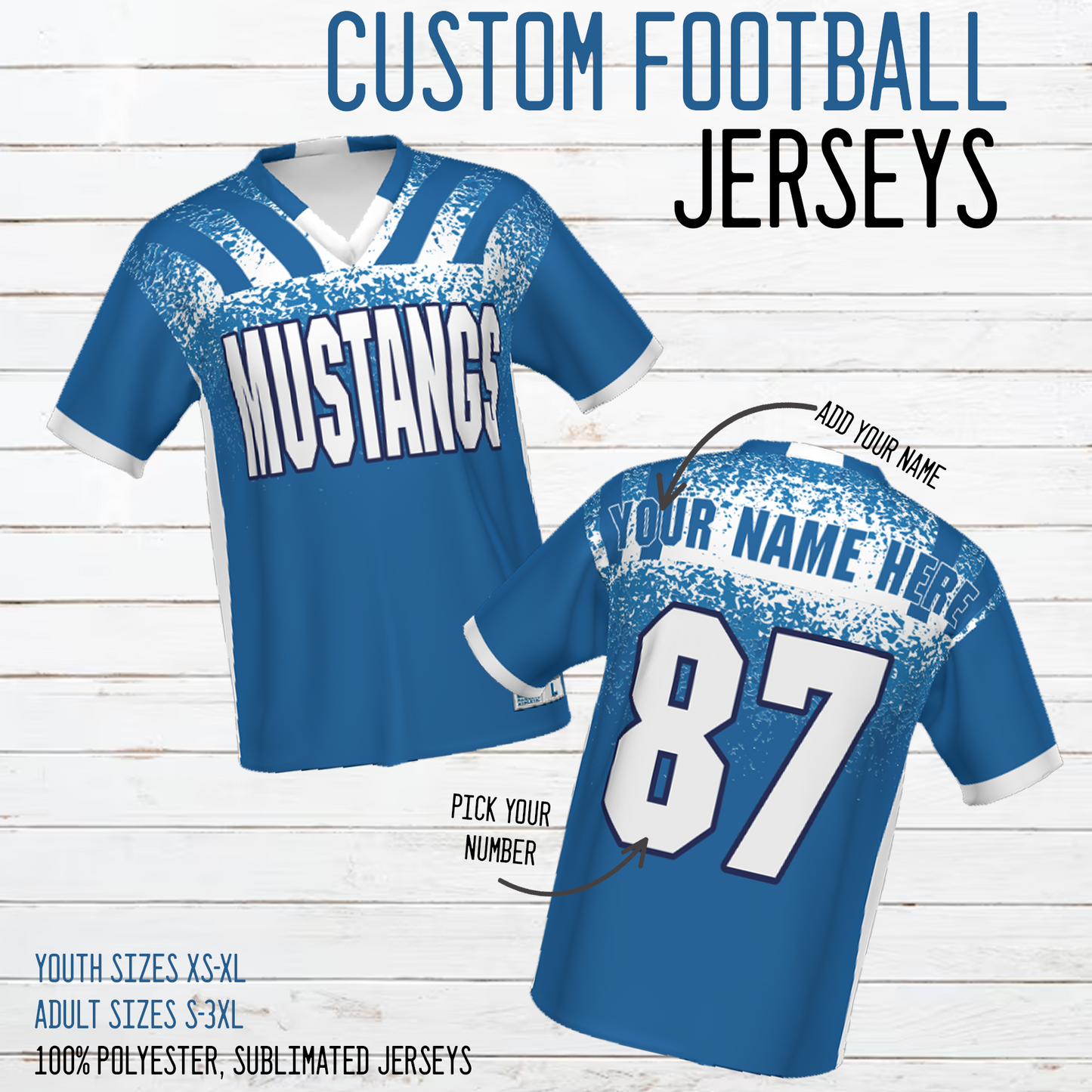 Malta Mustangs Custom Sublimated Football Jersey