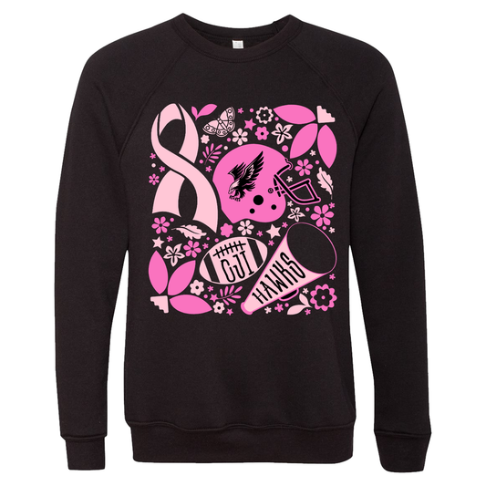 Pink Hawks Football Crewneck Sweatshirt