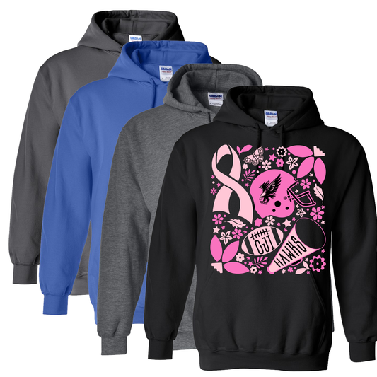 Pink Hawks Football Hooded Sweatshirt