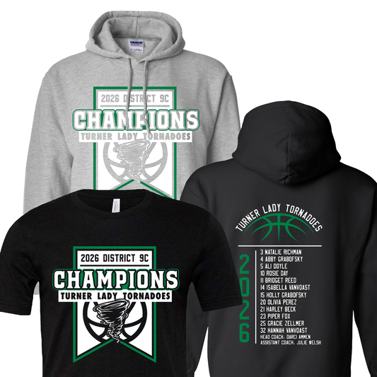 Turner Tornadoes 9C Champions Tees and Sweatshirts
