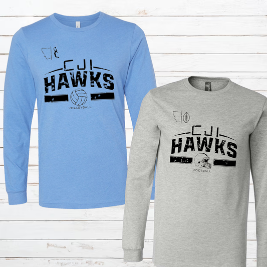 Hawks Football or Volleyball Long Sleeve
