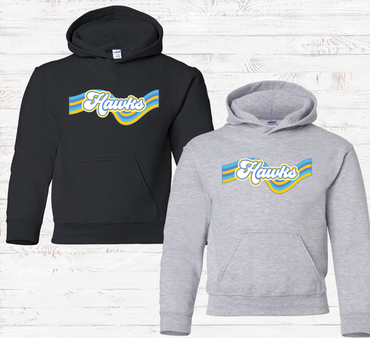 Youth Blue and Yellow Retro Ribbon Hawks Hoodie