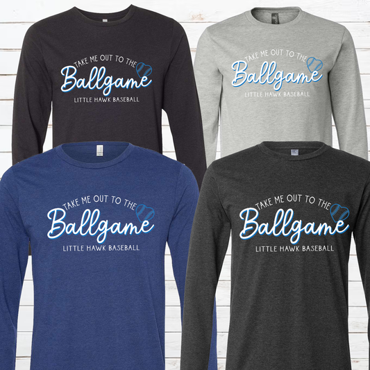 Take Me Out to the Ball Game Hawks Baseball Long Sleeve Tee