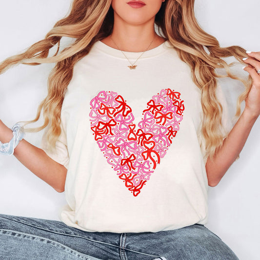 Pink and Red Bow Heart Tee