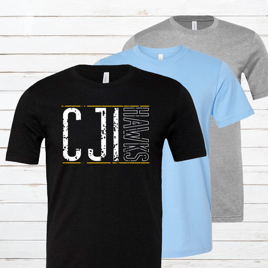 CJI Hawks White and Gold Short Sleeve Tee