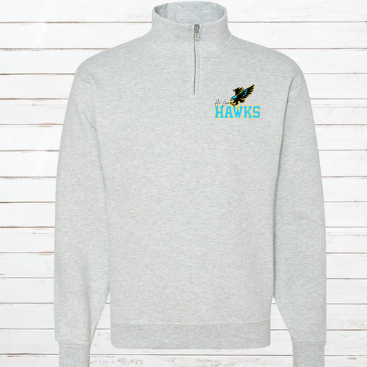 Quarter Zip Hawks Cadet Collar Sweatshirt Pullover