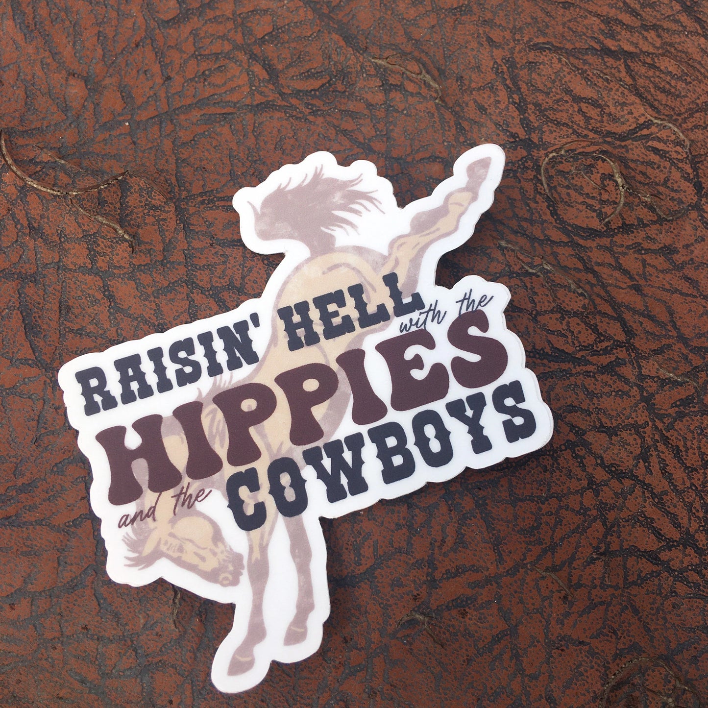 Raisin' Hell With the Hippies and the Cowboys Sticker