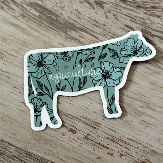 Wildflower Support Agriculture Cow Sticker