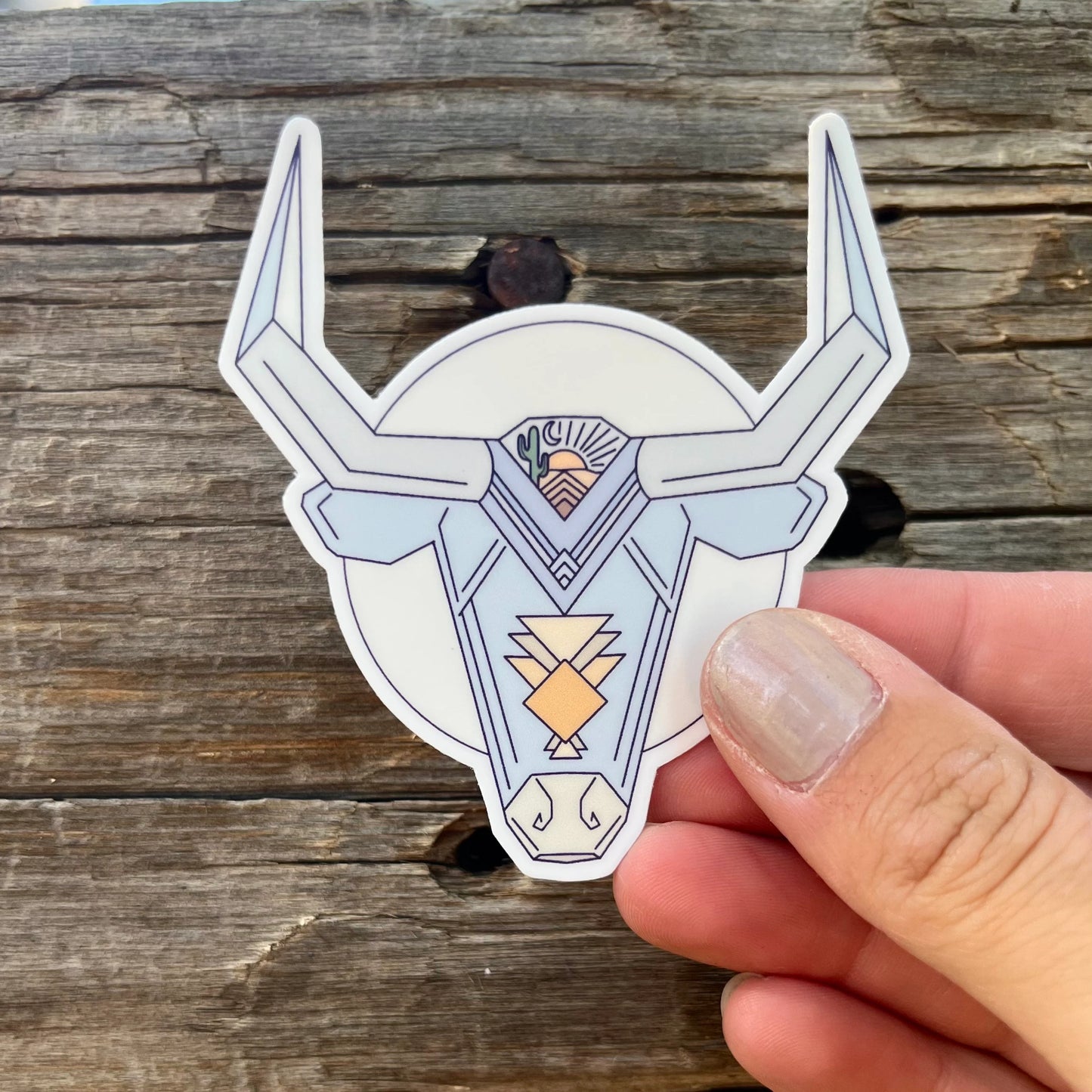 Geometric Longhorn Sticker