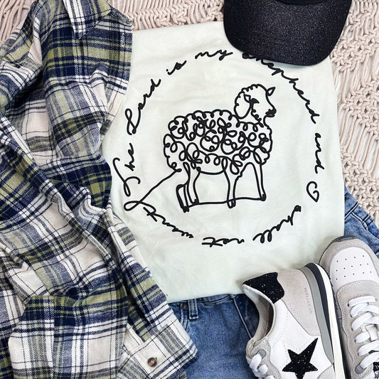 The Lord is My Shepherd Puff Print Top