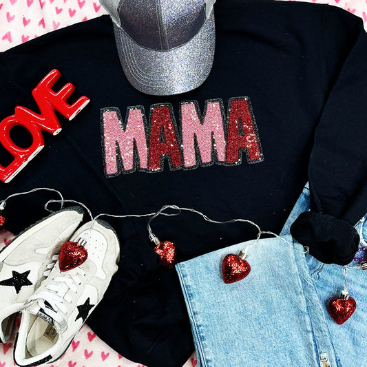 Mama Sequin Crewneck Sweatshirt