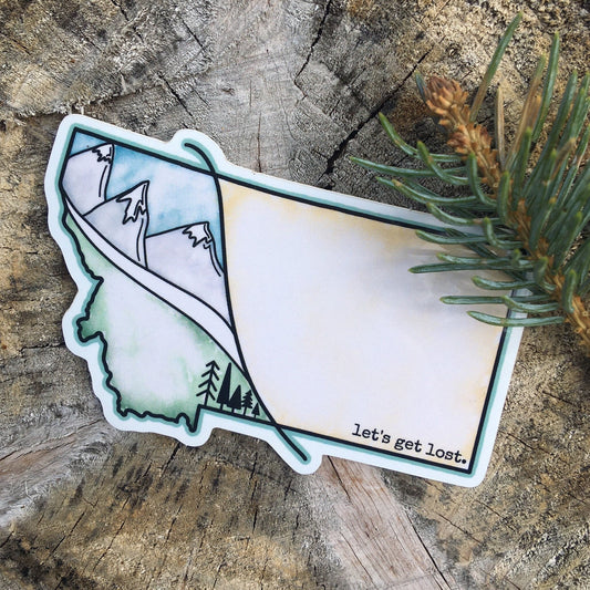 Let's Get Lost Montana Mountain Sticker