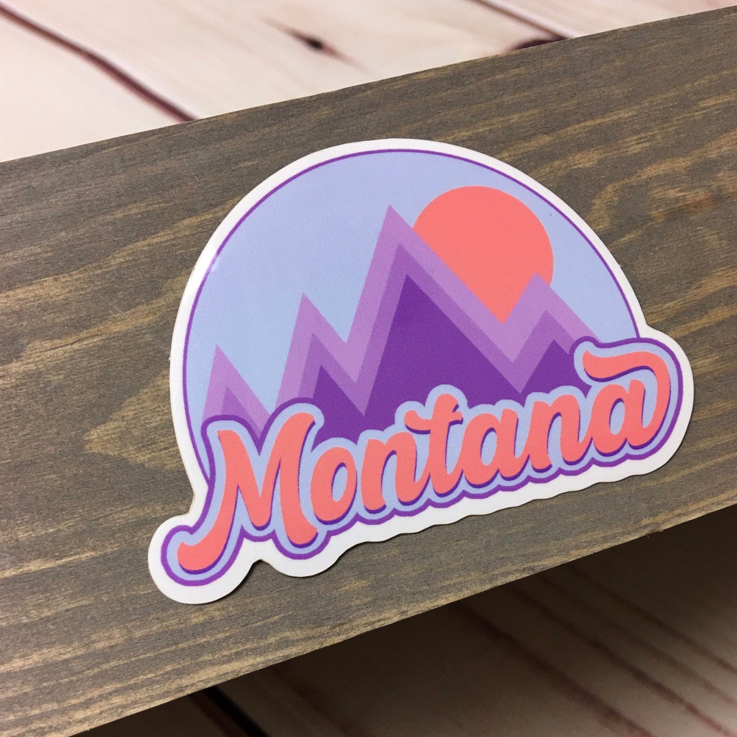 Coral Purple Sky Blue Mountain Sunset Montana Sticker