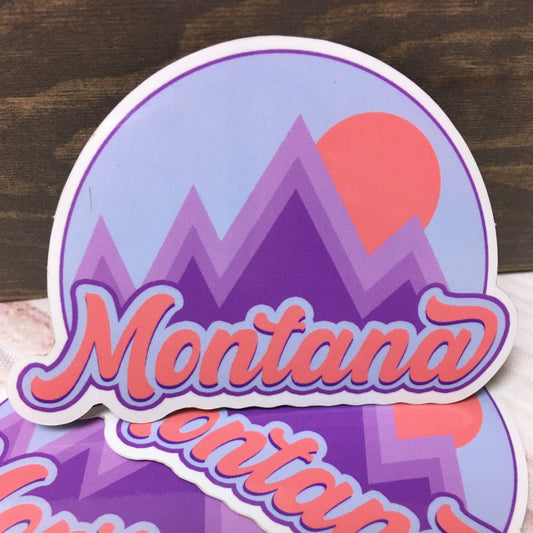 Coral Purple Sky Blue Mountain Sunset Montana Sticker
