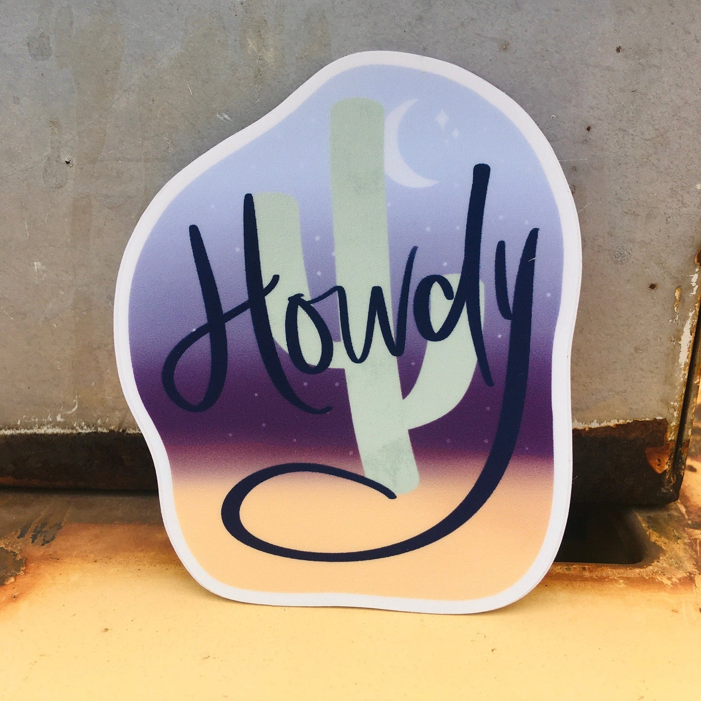 Howdy Desert at Sunset Cactus Sticker