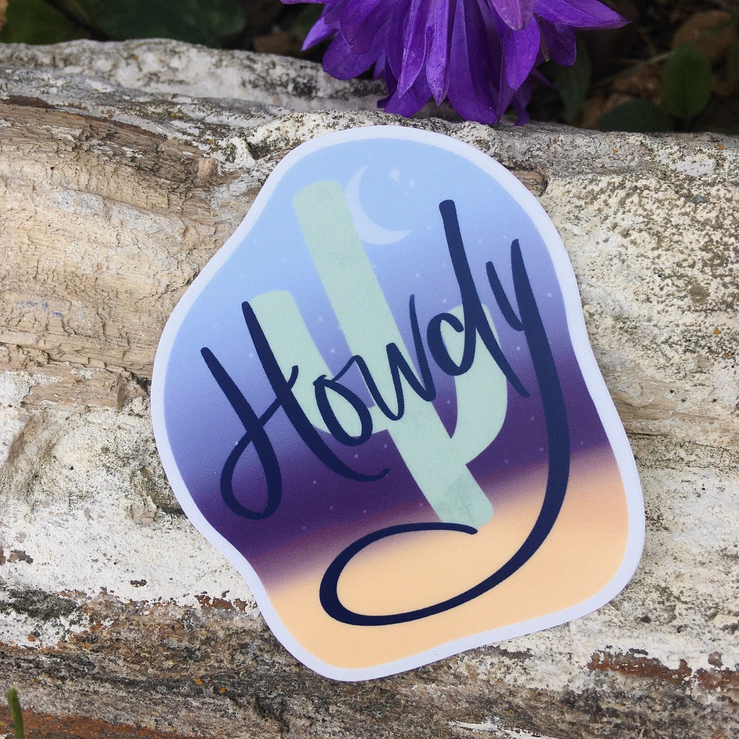 Howdy Desert at Sunset Cactus Sticker